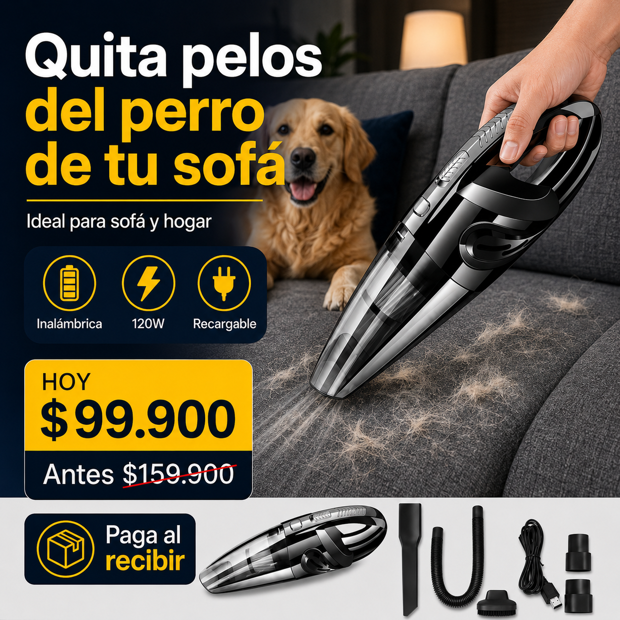 Aspiradora Portátil Inalámbrica para Carro y Hogar