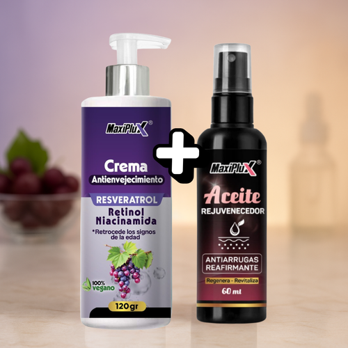 CREMA RESVERATROL MAXIPLUX® + ACEITE REJUVENECEDOR GRATIS