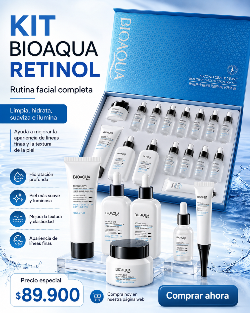 Kit facial Bioaqua Retinol y Levadura