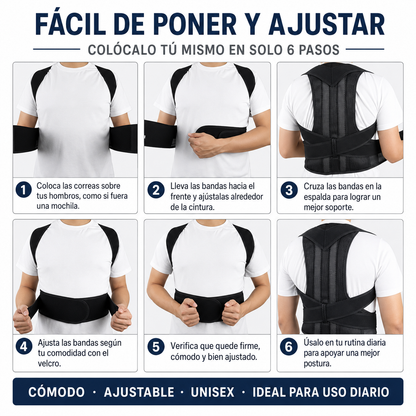 Corrector de Postura 2 en 1 con Soporte Lumbar Ajustable