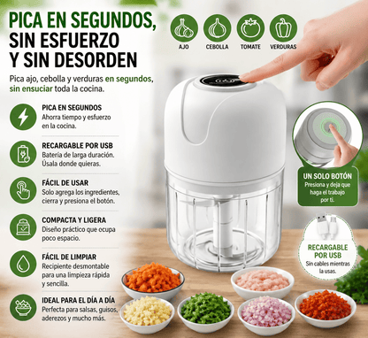 Mini Picadora Eléctrica Recargable para Cocina
