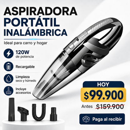 Aspiradora Portátil Inalámbrica para Carro y Hogar