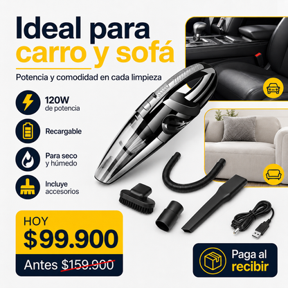Aspiradora Portátil Inalámbrica para Carro y Hogar