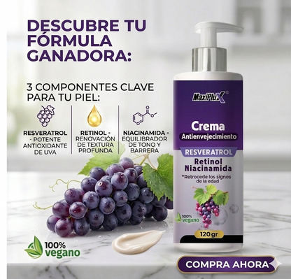 CREMA RESVERATROL MAXIPLUX® + ACEITE REJUVENECEDOR GRATIS